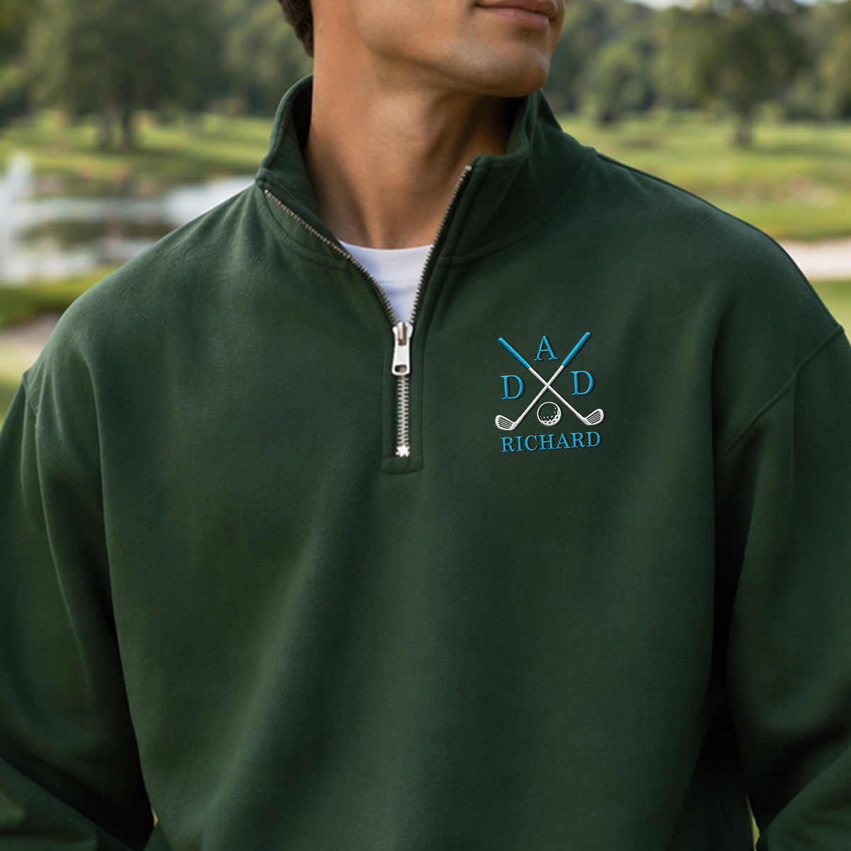 Custom Dad Mom Golf Embroidered Quarter Zip Sweater Father’s Day Gift HO82 902296