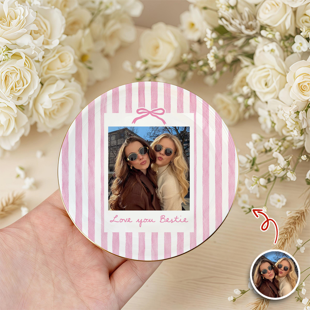 Personalized Bestie Photo Love You Bestie Ring Dish, Birthday Gifts For Bestie TH10 170459