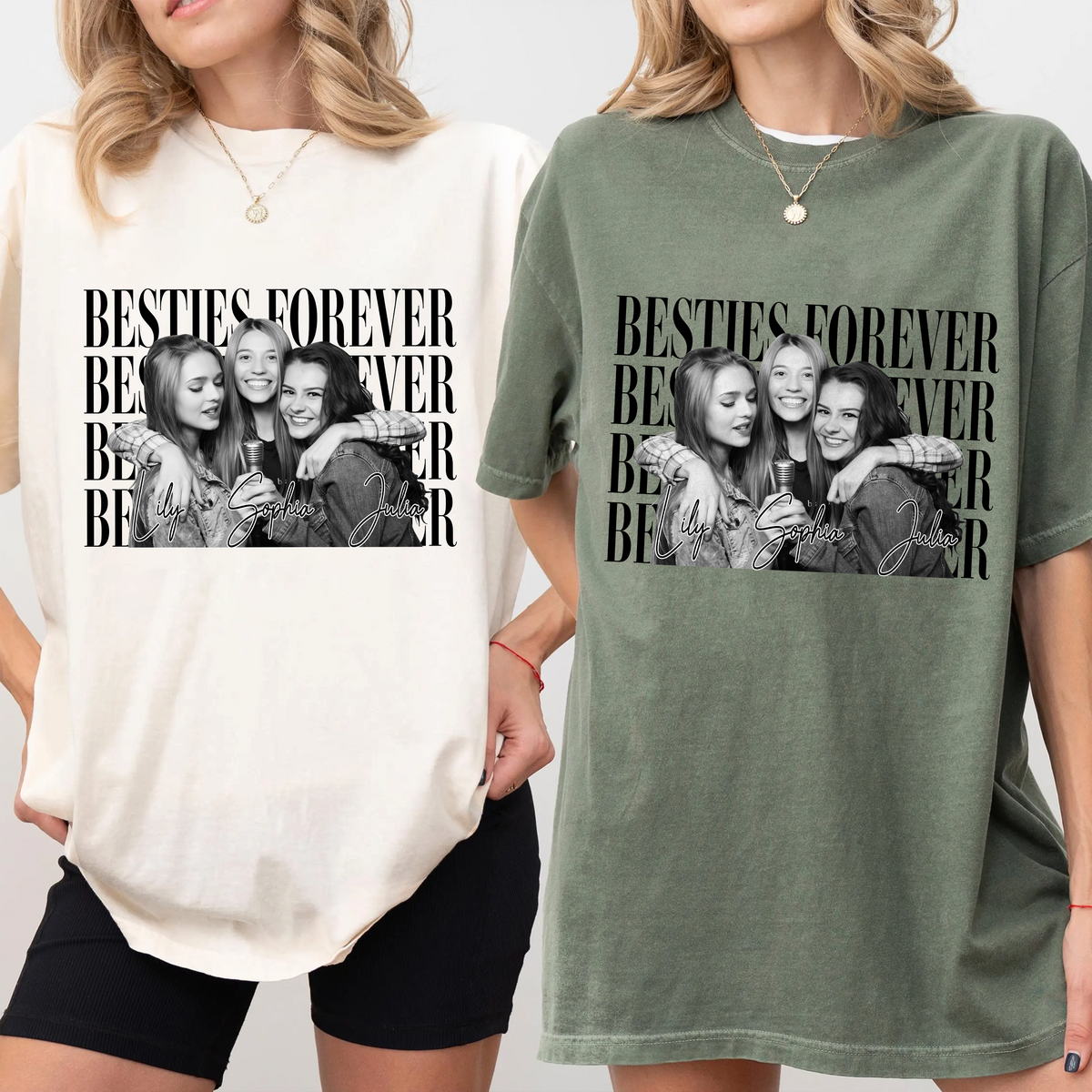 Personalized Vintage Photo Besties Forever Comfort Shirt HA75 921464