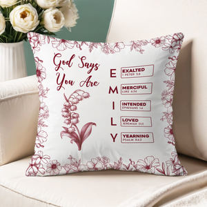 God Says I Am Name Letter In Bible Toile De Jouy Style - Personalized Pillow CH07 896828