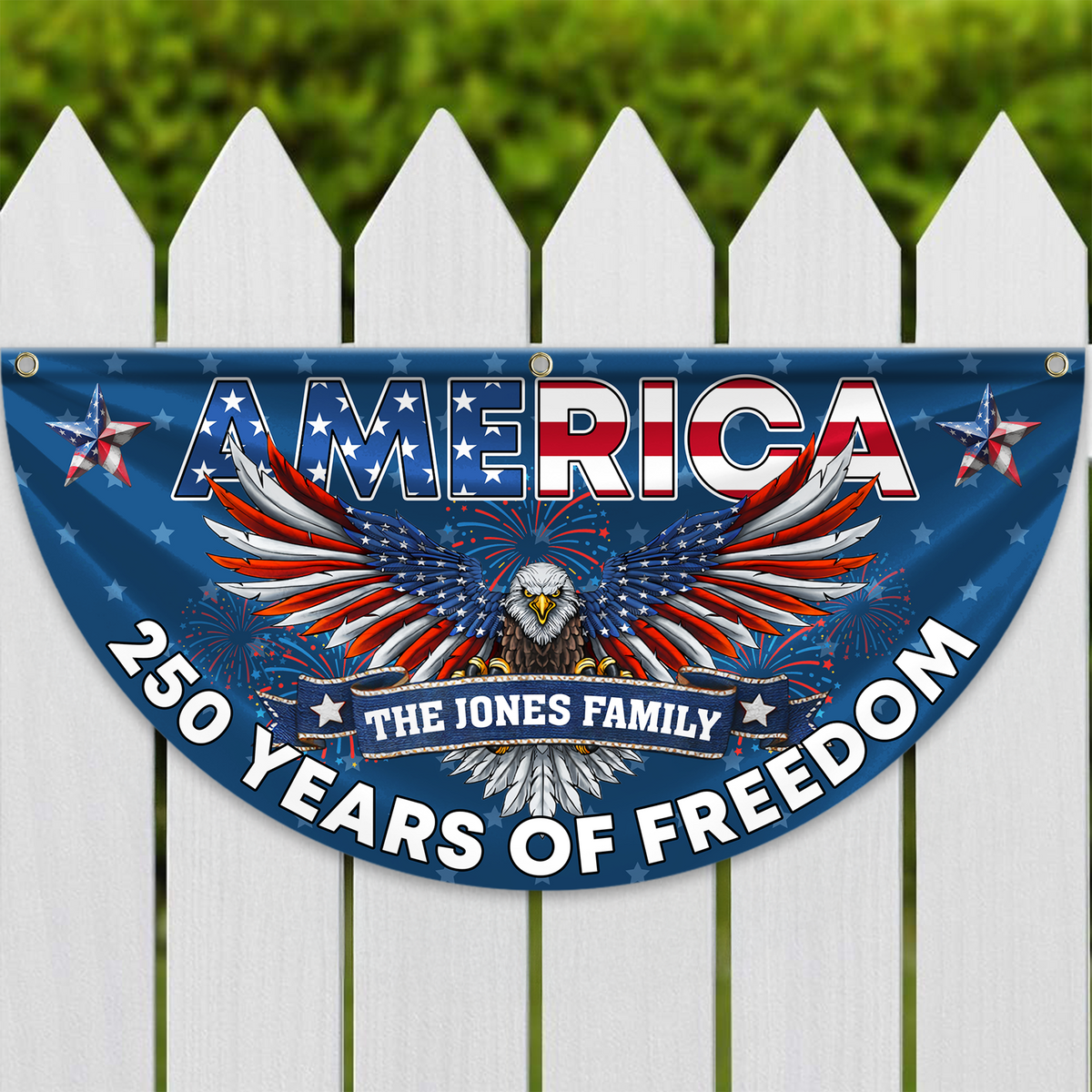 Custom Family Name 250 Years of Freedom America Non-Pleated Fan Flag CH07 910570