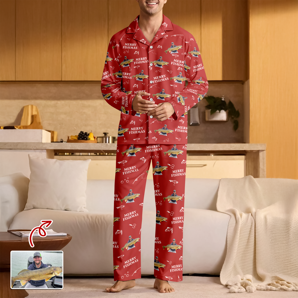 Custom Photo Merry Fishmas Pajamas Christmas Gift For Fishing Lovers, Fisherman HA75 898252