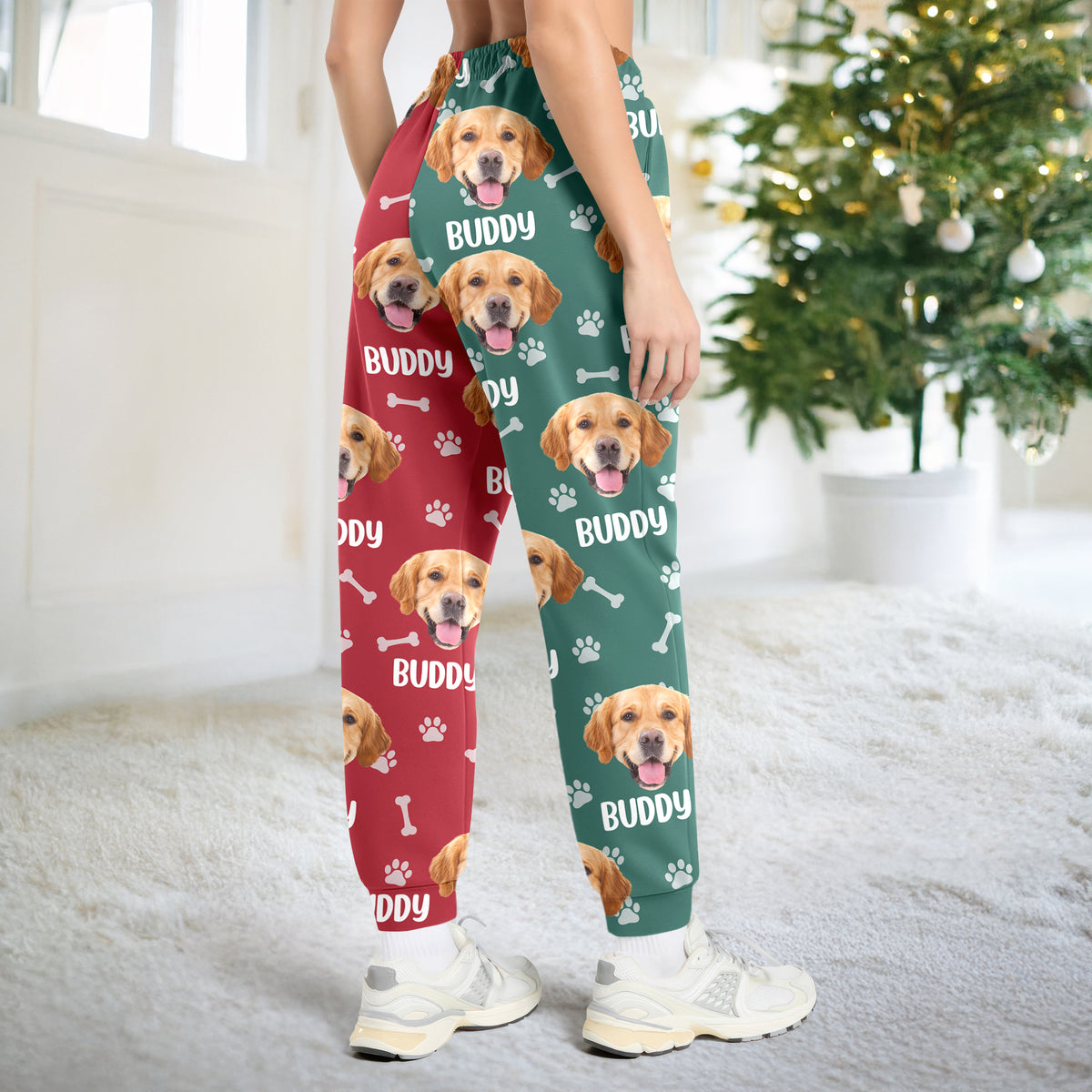 Custom Dog Face Photo Color Split Sweatpants Gift For Christmas HO82 900386