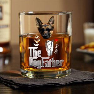 Custom Photo The Dogfather Gentlemen Whiskey Glass Personalized Gift For Dog Dad HO82 893866