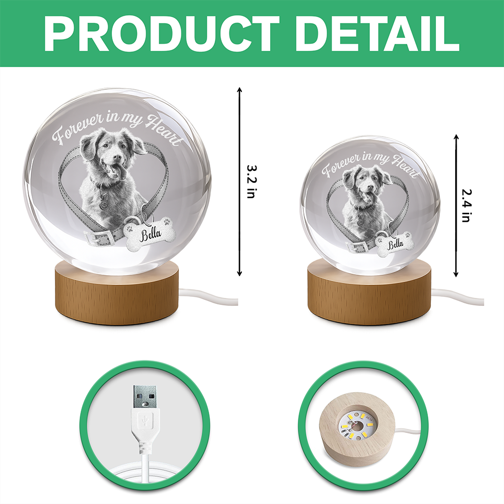 Custom Photo Forever In My Heart Memorial Engraved Crystal Ball LED Night Light CH07 911258