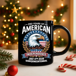 American 250 Years Independence Eagle - July 4th 2026 Black Mug LM32 895249