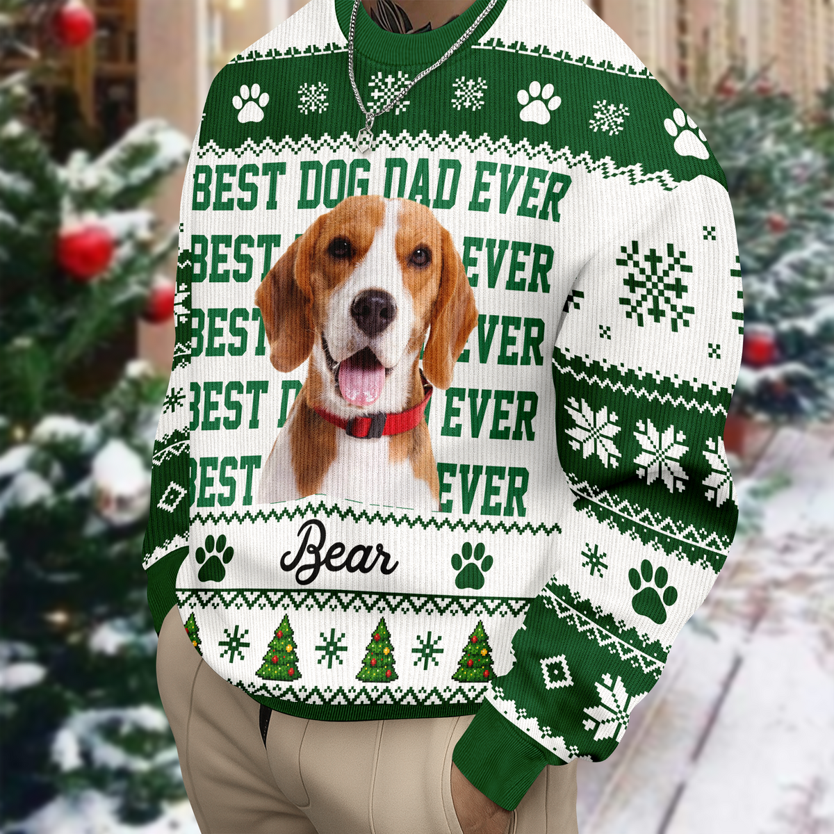 Custom Vintage Photo Best Dog Dad Ever, Best Cat Dad Ever Ugly Sweater LM32 669909