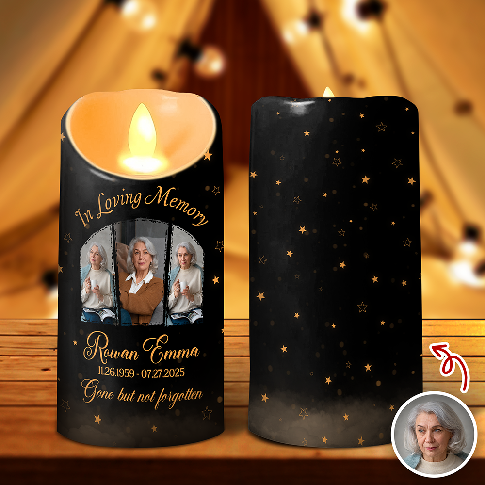 Custom Memorial Photo In Loving Memory Gone but Never Forgotten Led Candle CH07 896248