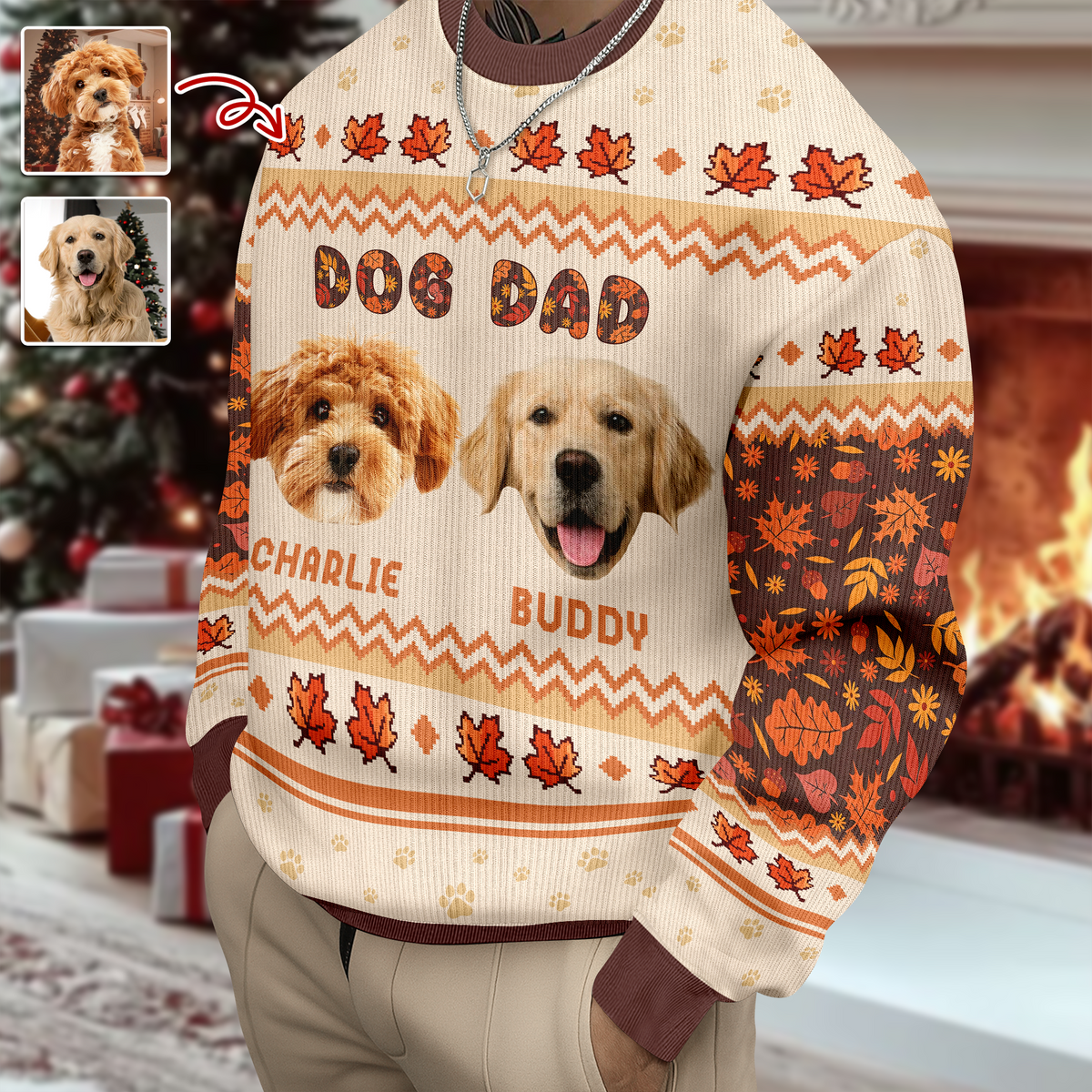 Custom Photo Dog Dad, Dog Mom Ugly Sweater HA75 897076