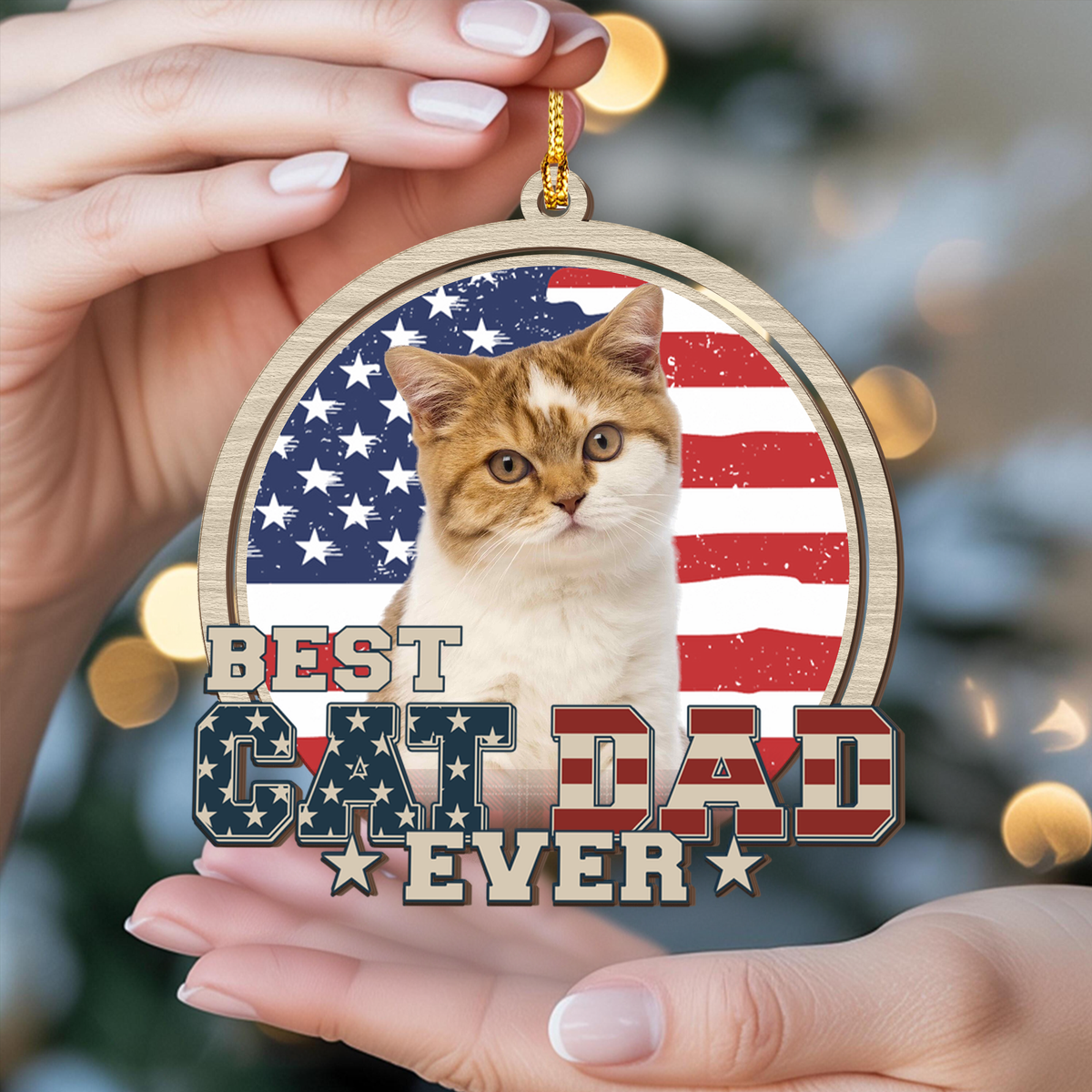 Custom Photo Best Cat Mom Cat Dad Wood Ornament LM32 895921