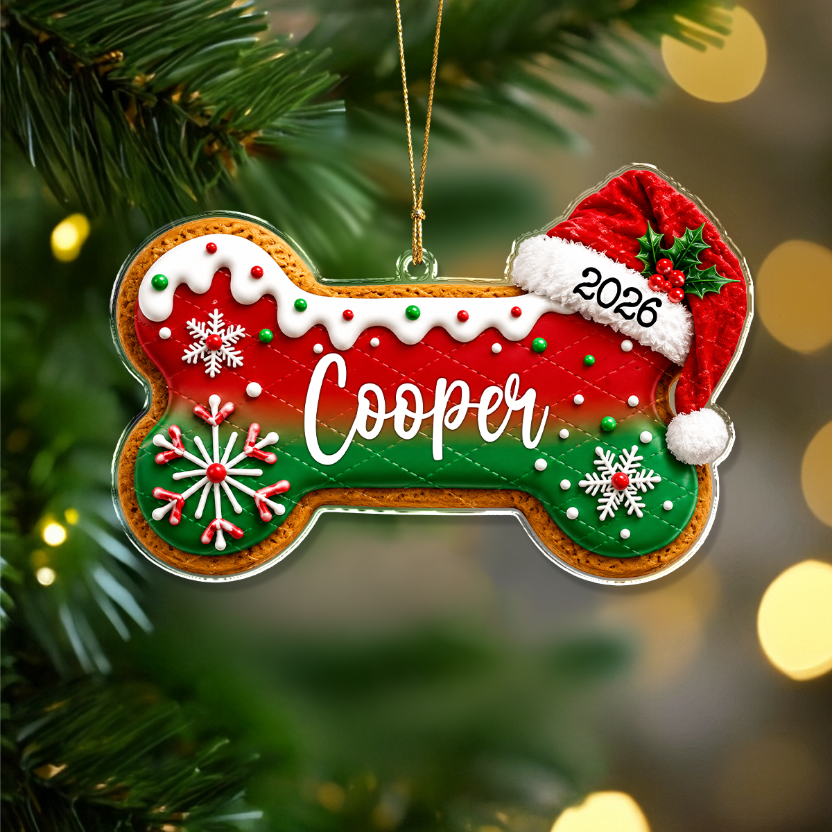 Custom Dog Bone Gingerbread Christmas Acrylic Ornament Gift For Dog Lovers TH10 170687