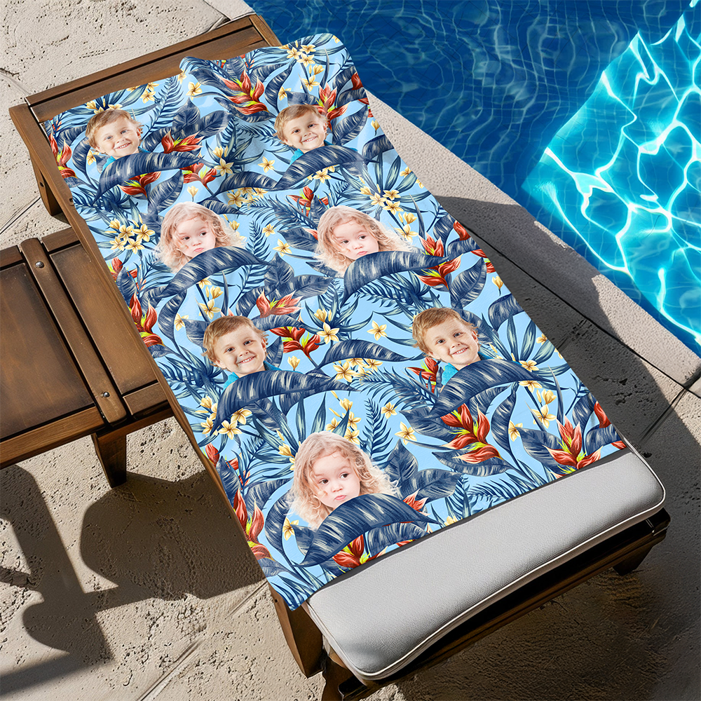 Custom Hawaii In The Air Face Human Photo Beach Towel HO82 894006