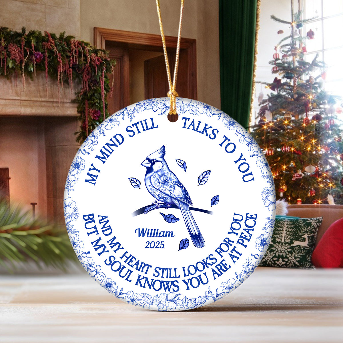 My Mind Still Talks To You Toile - Personalized Ceramic Ornament HA75 897460