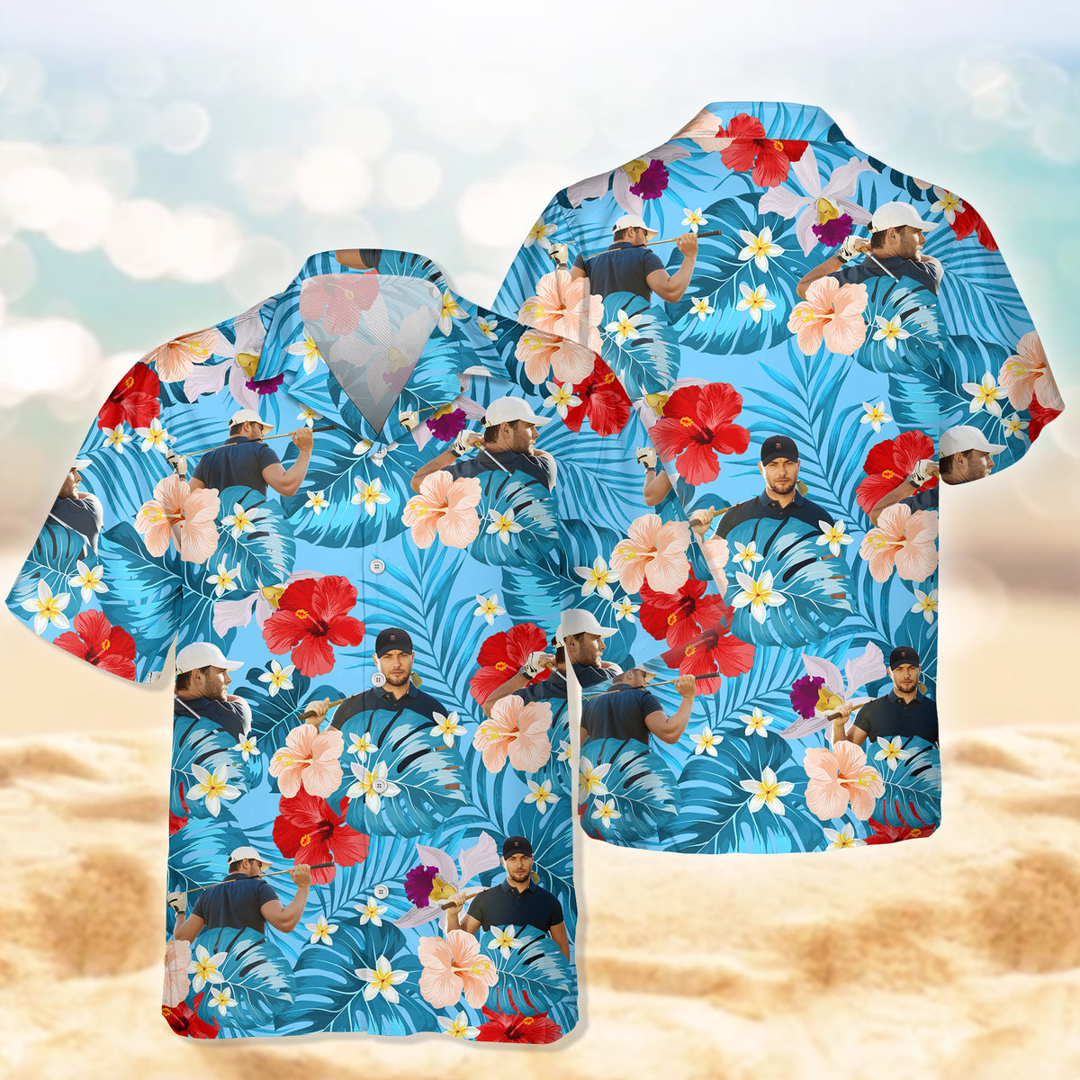 Custom Photo Funny Golfer Face Hawaii Shirt - Personalized Gift for Golfer LM32 897491