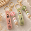 Personalized Custom Photo And Name Floral Beaded Keyring TH10 170805