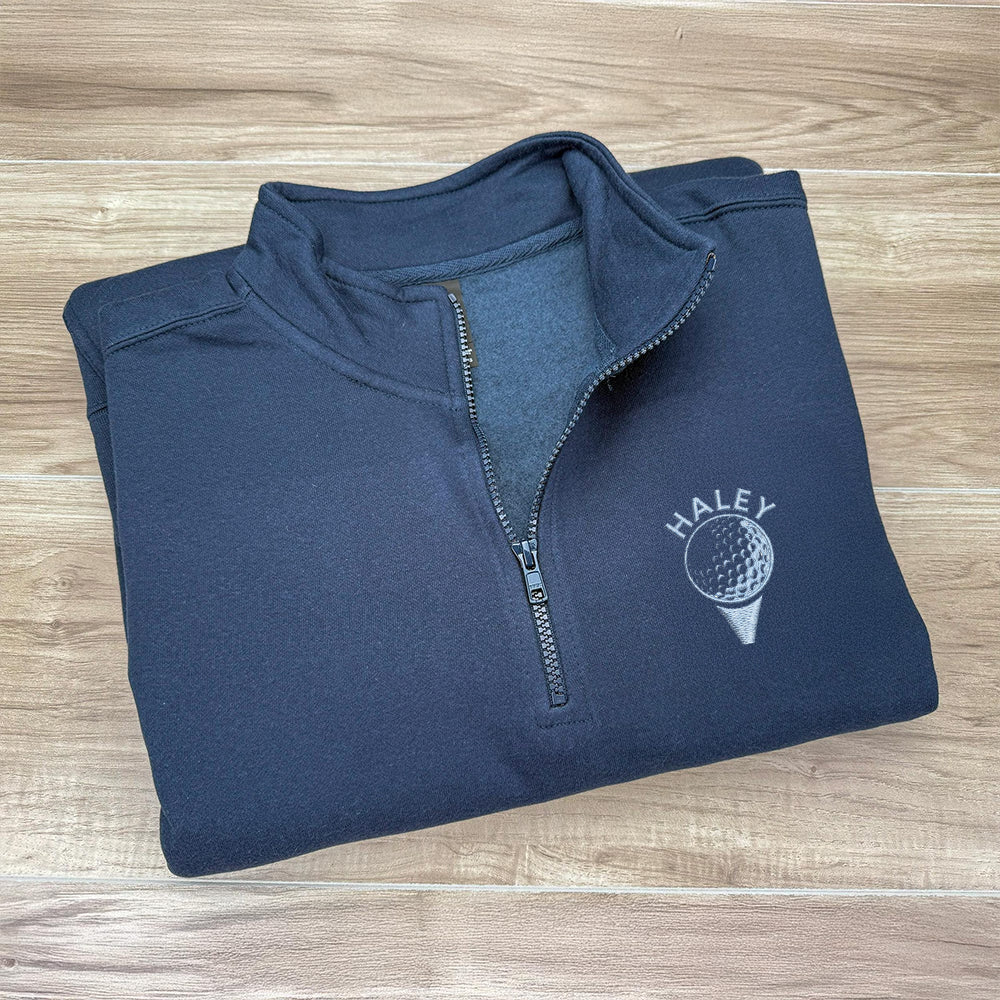 Custom Golf Player Name Embroidered Quarter Zip Sweater Gift for Golf Lovers CH07 910030