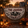 Custom Family Name Spooky Halloween Non-Pleated Fan Flag Trick or Treat Outdoor Hanging Banner LM32 669635