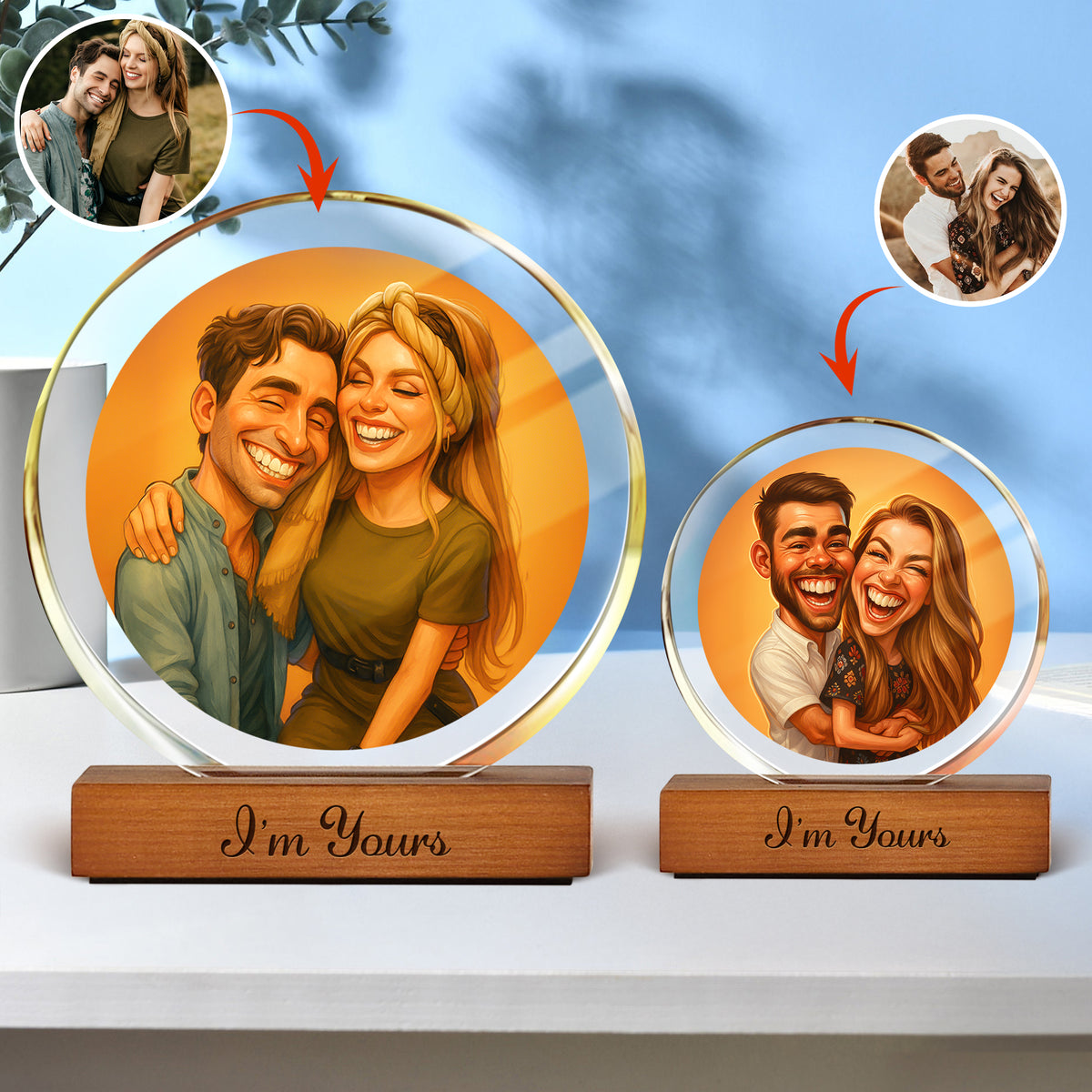 Caricature Wall Art For Funny Couples Round Acrylic Block Plaque LM32 895011