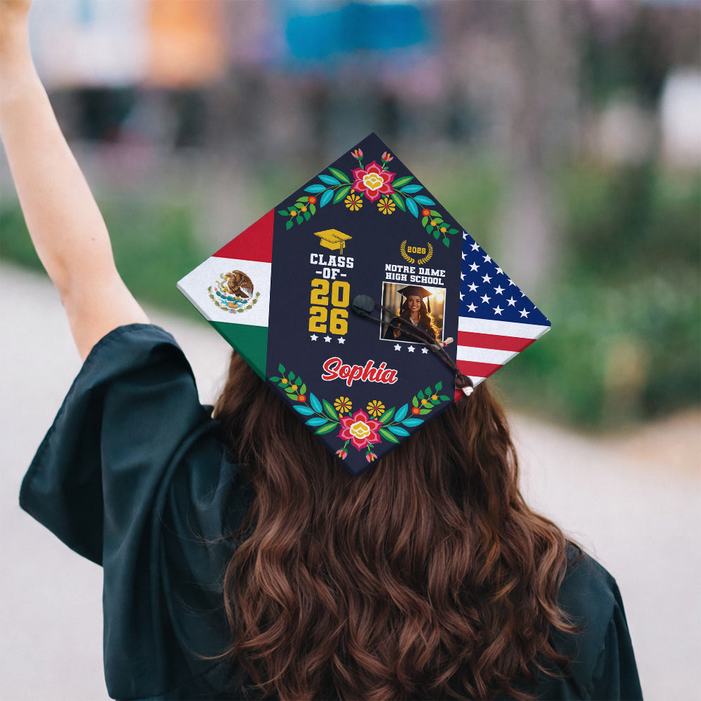 Personalized Country Flag Graduation Cap Topper Class of 2026 Gift CH07 910900