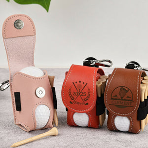 Personalized Name Leather Golf Ball Bag - Gift for Men, Dad, Boyfriend, Golf-Loving CH07 896882