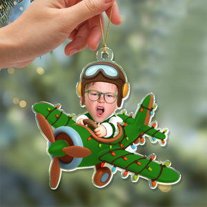 Custom Photo Funny Kid Face Airplane Acrylic Ornament LM32 895591