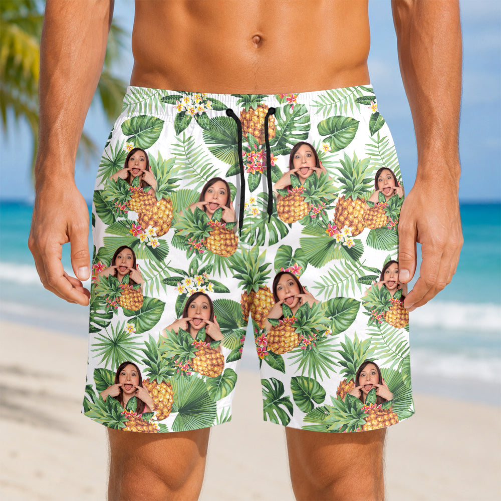 Custom Funny Men Swim Beach Short, Personalized Birthday Gifts For Husband, Son, Grandson, Brother, Grandpa, Dad, Yourself - Rear View Approved HO82 903108