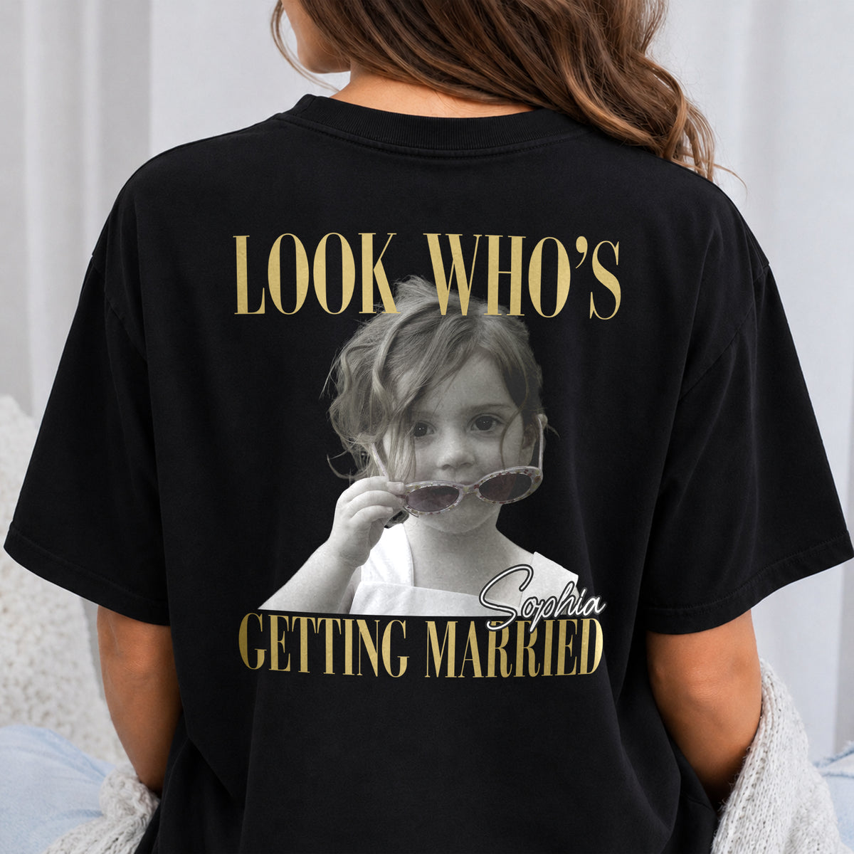 Custom Photo Look Who's Getting Married Backside Dark Shirt - Personalized Bachelorette Gift CH07 180248