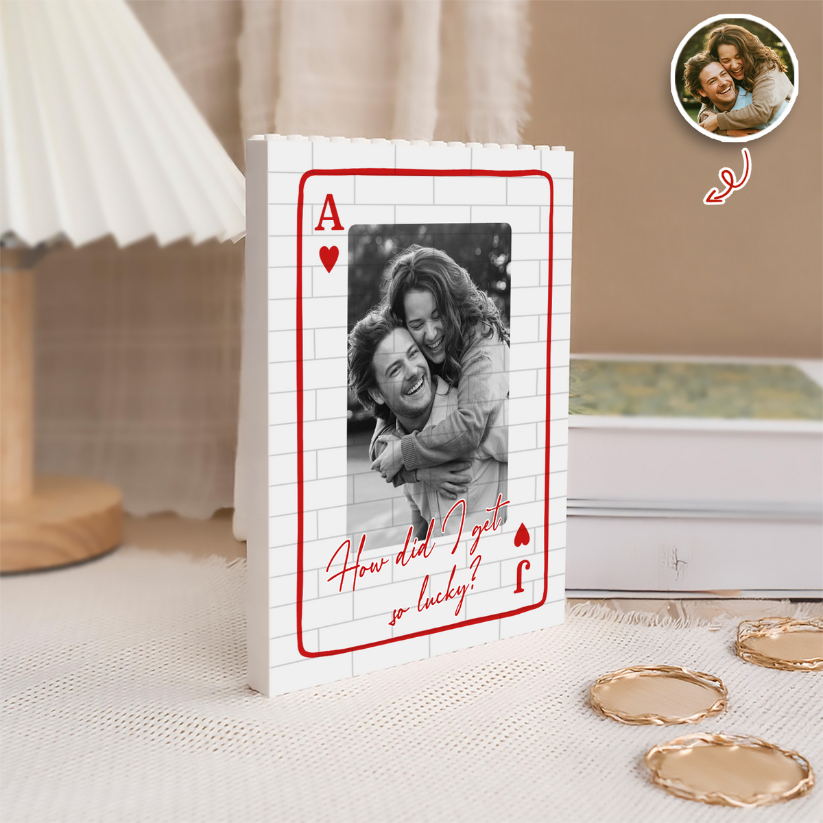 Custom Couples Photo King And Queen Lucky To Love You Building Brick Block TH10 170335