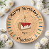 Custom Name Happy Birthday Cake & Candles Ceramic Plate - Personalized Birthday Gift LM32 669411