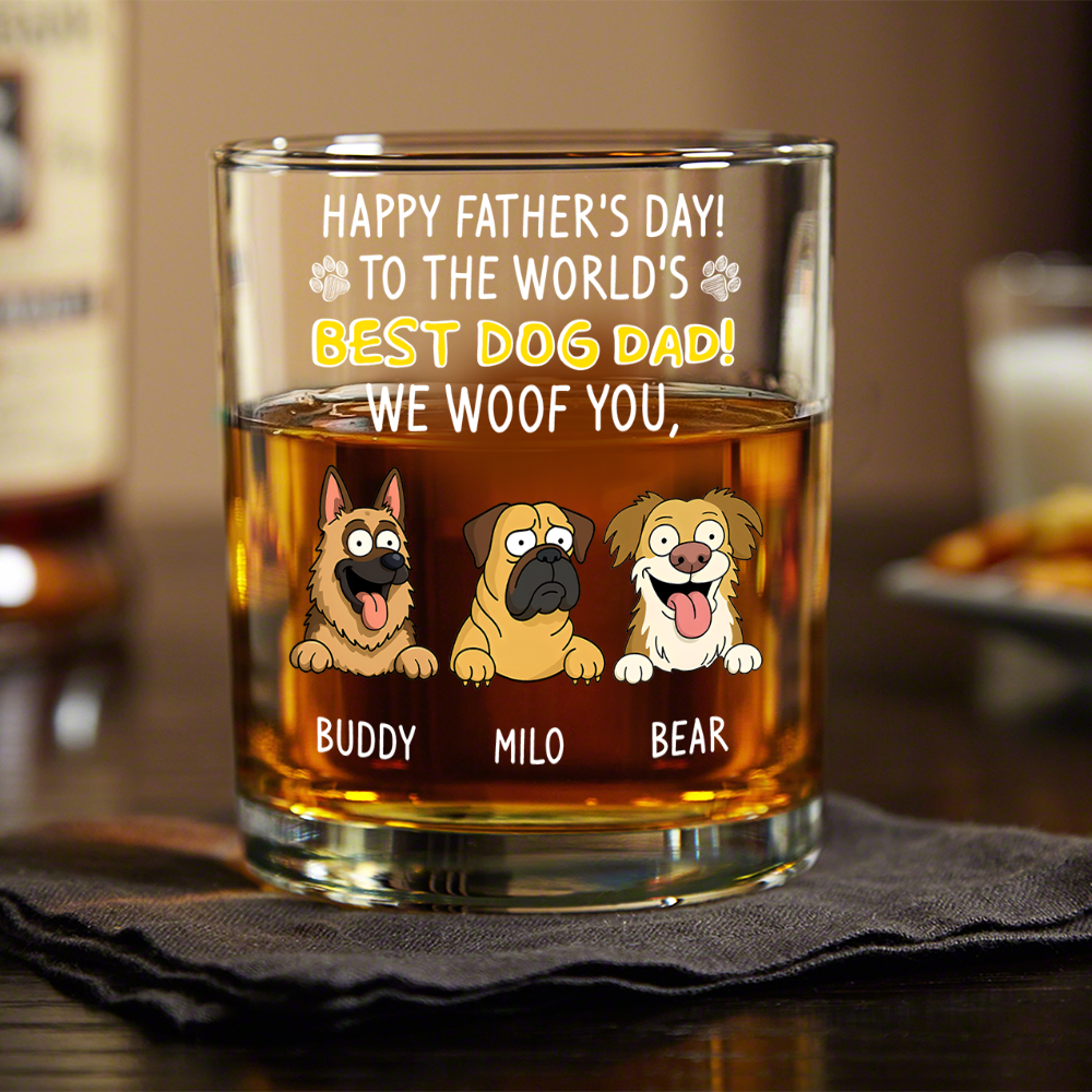 Personalized To The World Best Dog Dad Print Rock Glass Gift For Dog Lovers HO82 893730