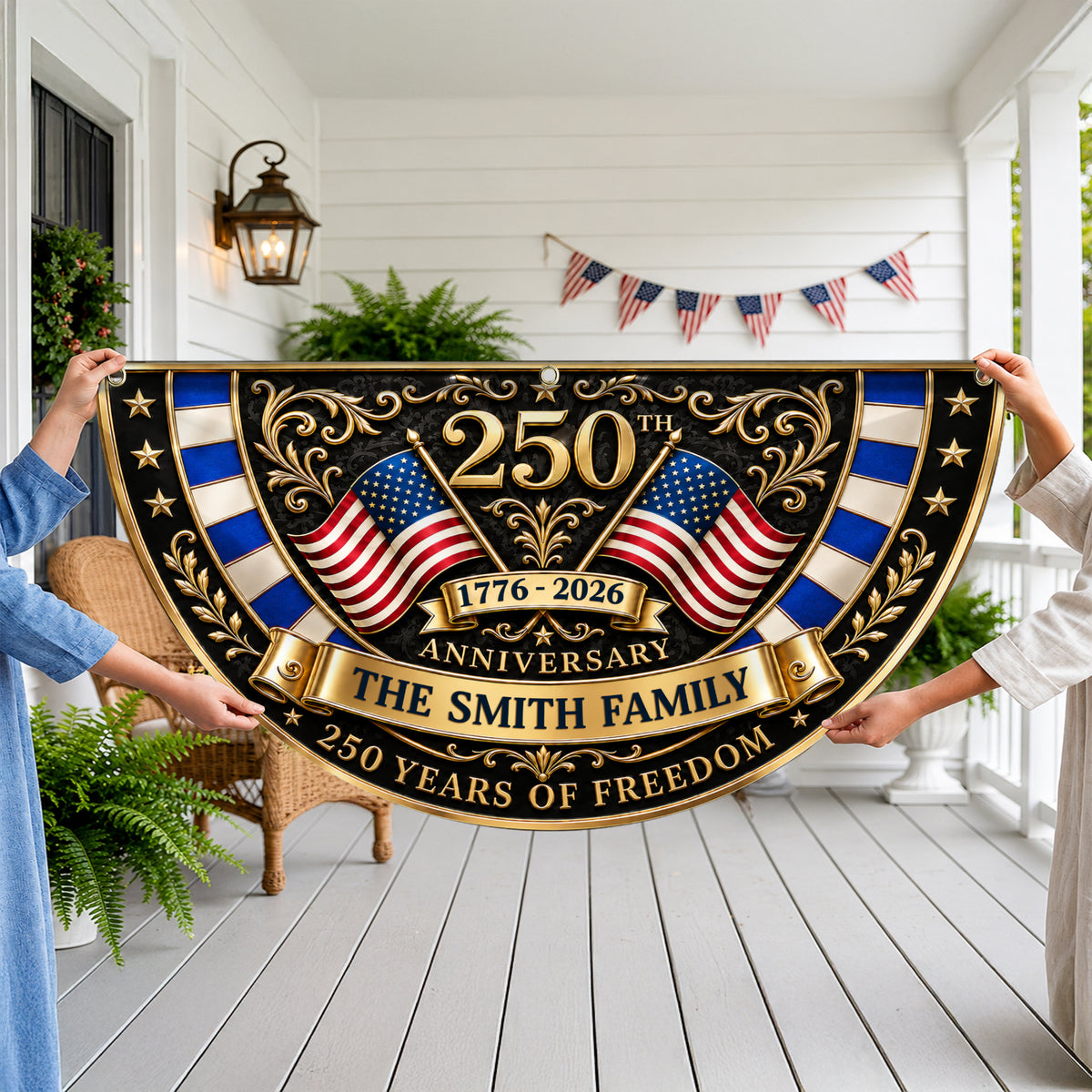 Custom Family Name 250th Anniversary 250 Years Of Freedom Non-Pleated Fan Flag LM32 669337