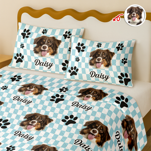 Custom Face Dog Cat Checkerboard Pattern Quilt Bedding Set HA75 898246