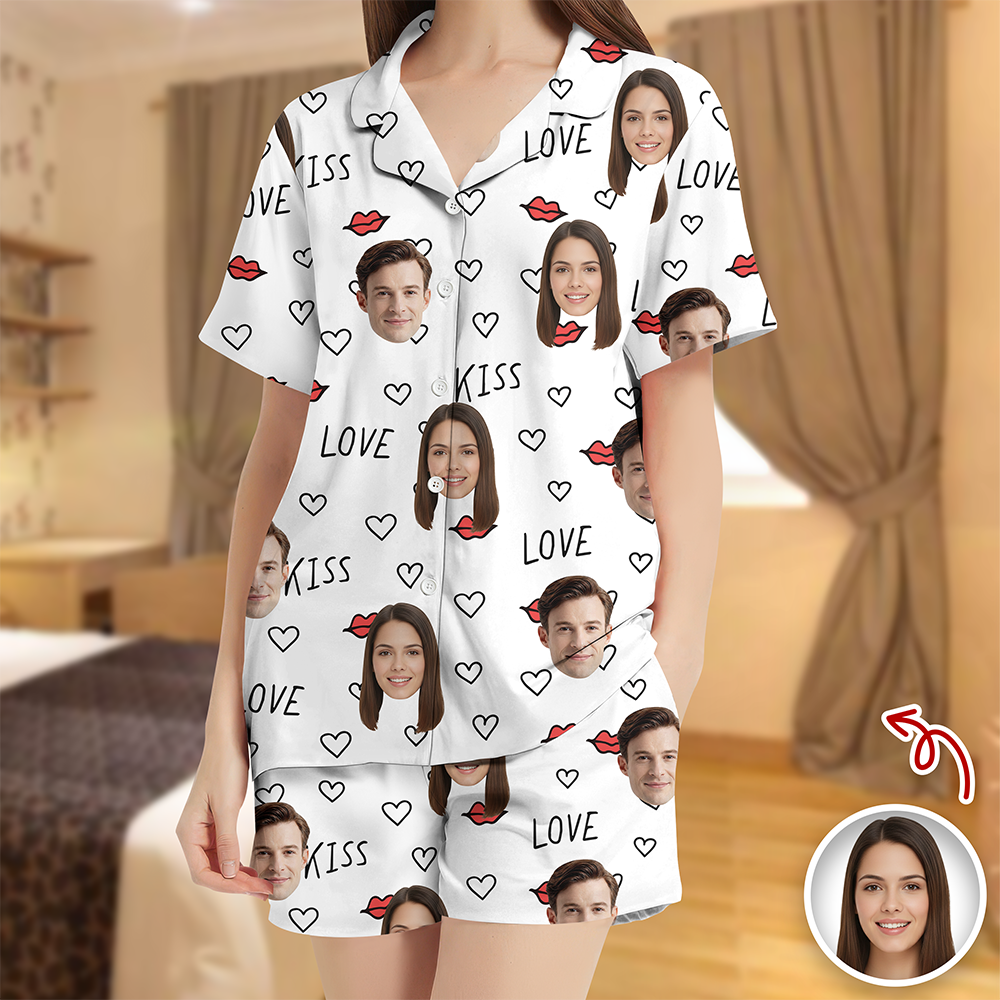 Custom Couple Photo Short Pajamas Matching Couple Clother, Valentine Gift CH07 895418