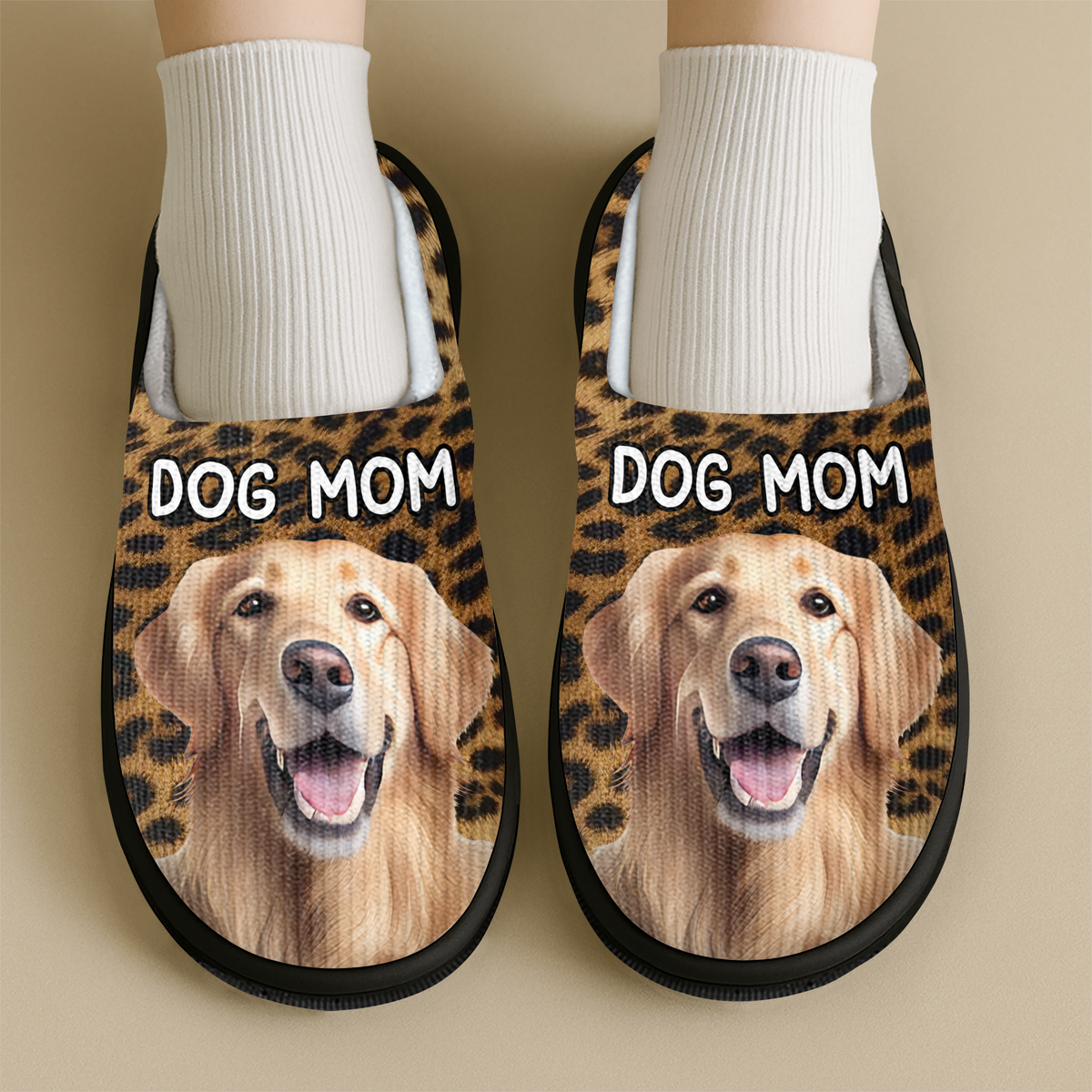 Custom Dog Photo Leopard Slipper For Dog Lovers CH07 896398