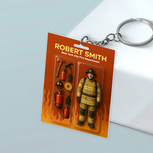 Custom Photo Firefighter Figure Acrylic Keychain Gift For Dad HO82 894218