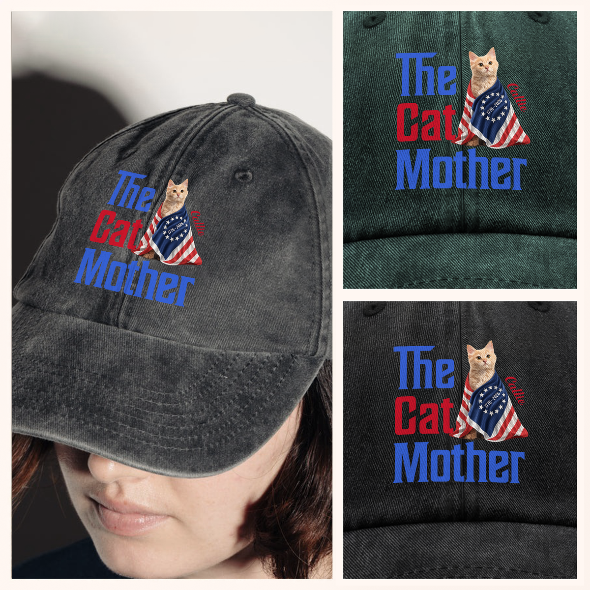 Personalized The Dogmother, Dogfather With 250th USA Anniversary Washed Denim Baseball Cap HO82 901220