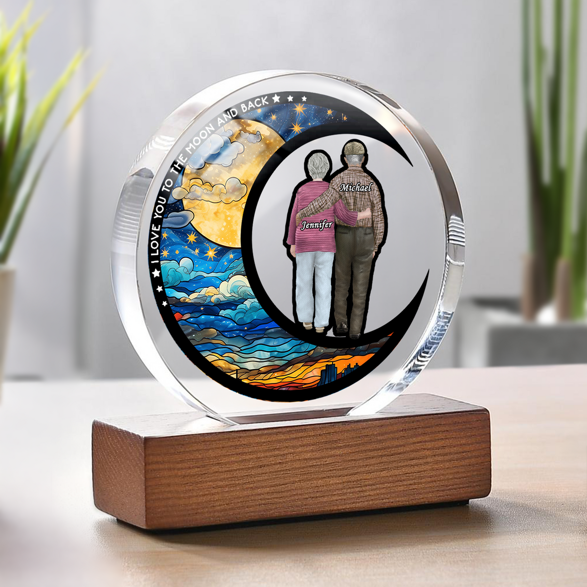 I Want To Grow Old With You Couple Personalized Round Acrylic Frame Block TH10 894059