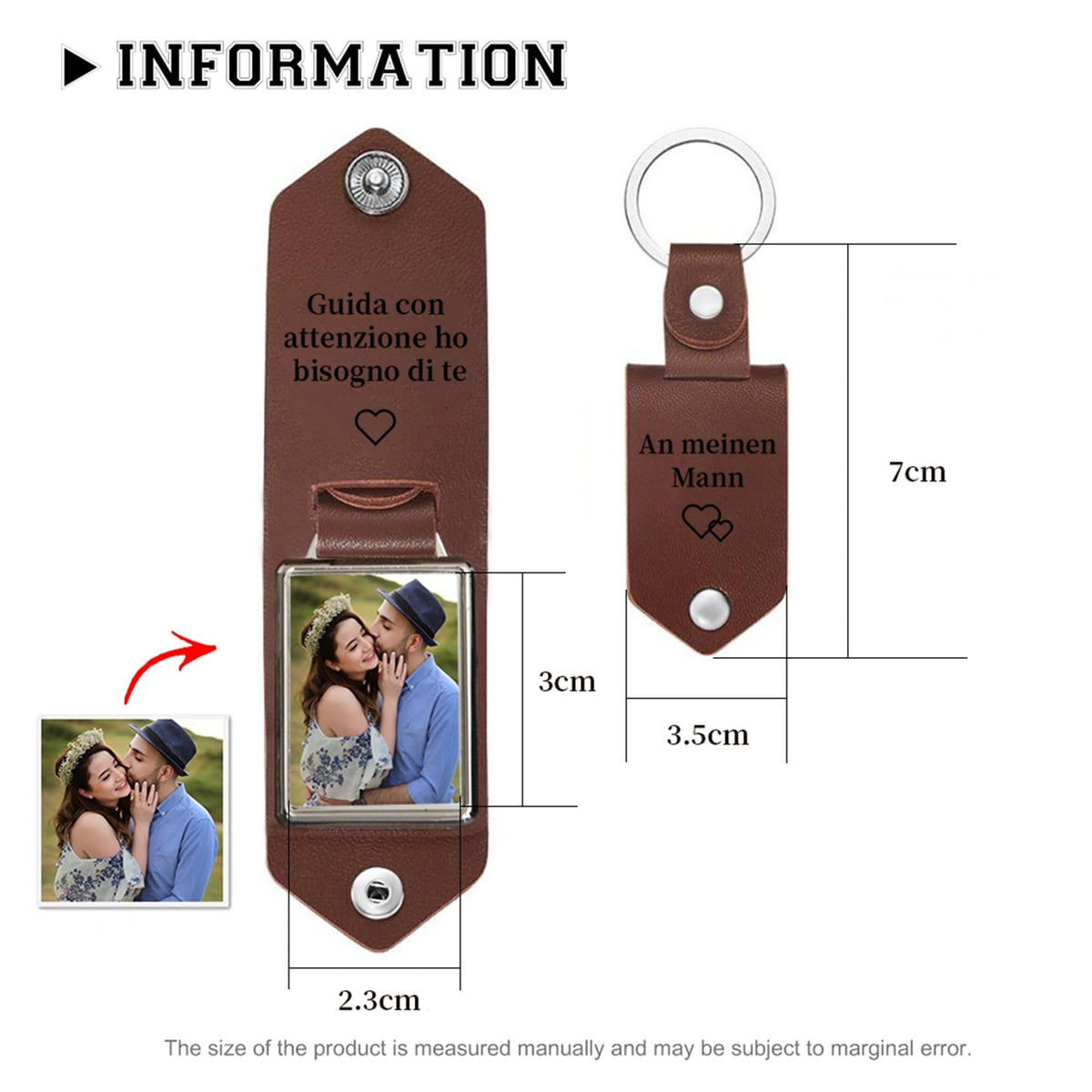 Custom Photo I Love You Daddy Metal Tag Leather Keychain - Father's Day Gift LM32 669139