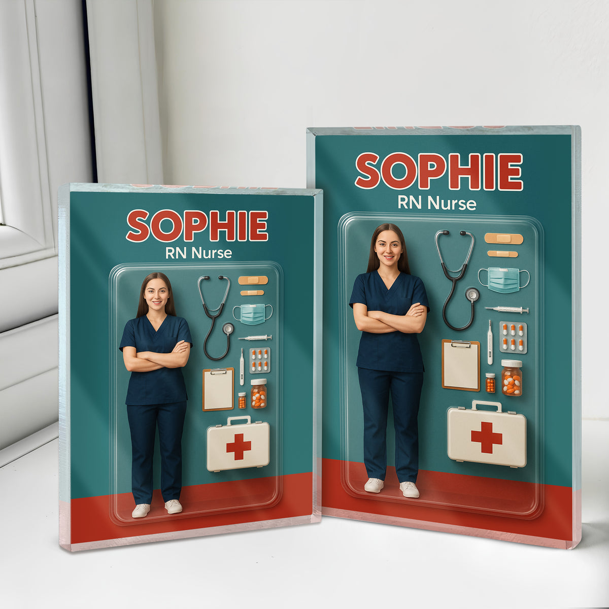 Custom Photo 3D Effect Nurse Figure Acrylic Block Plaque, Unique Keepsake HO82 893910