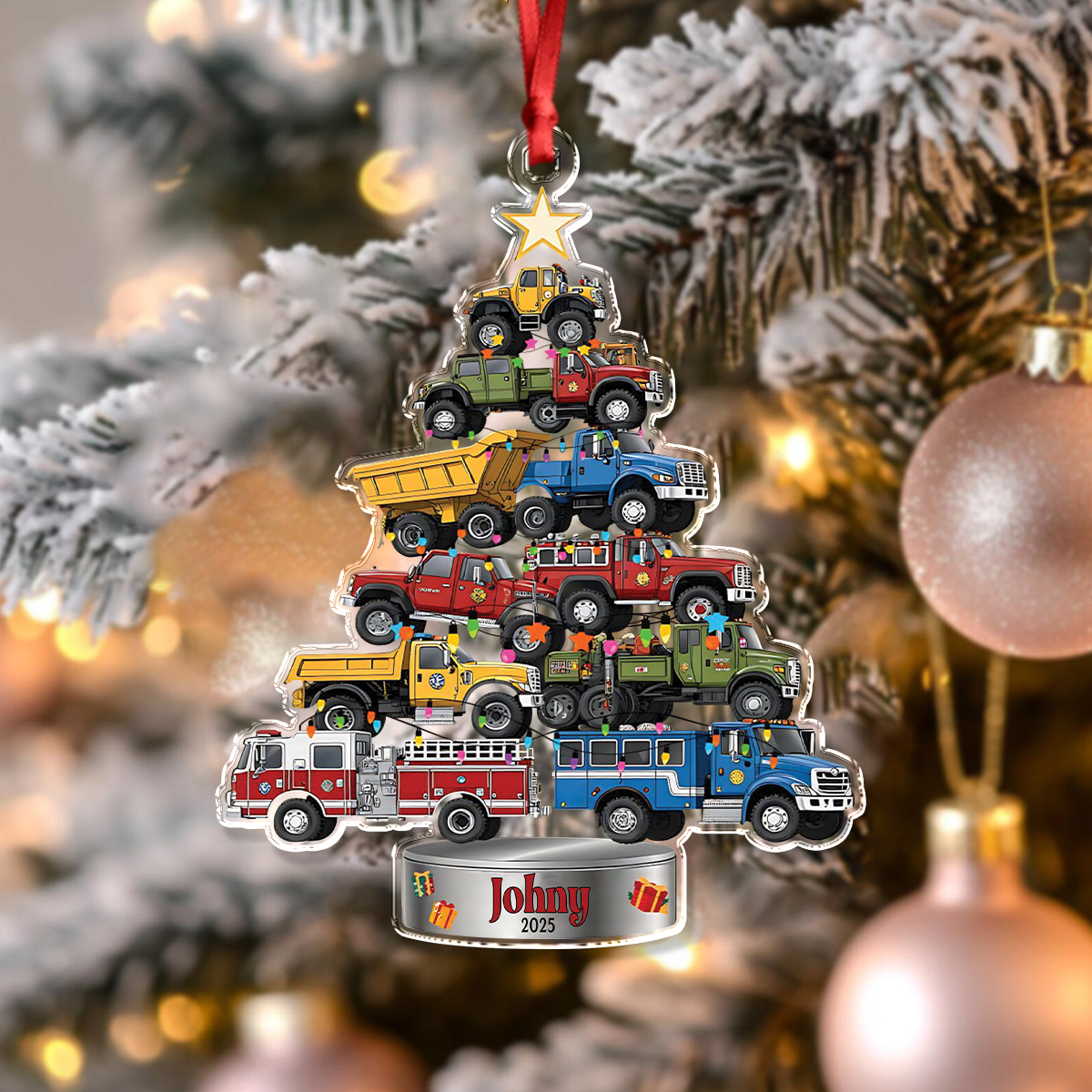 Personalized Name Trucks Vehicle Holiday Christmas Acrylic Ornament LM32 897395