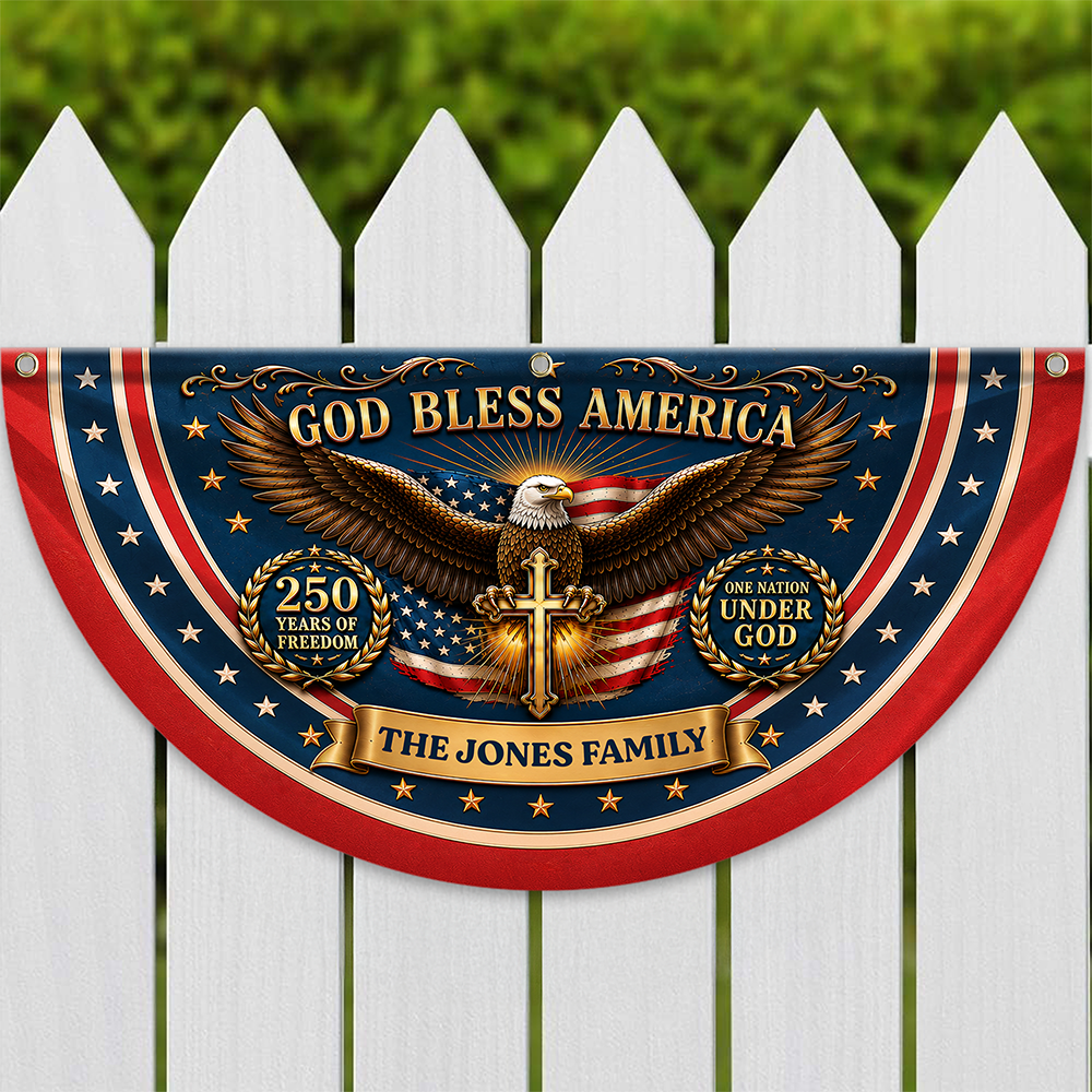 Personalized God Bless America 250 Years Of Freedom Non-Pleated Fan Flag LM32 669289