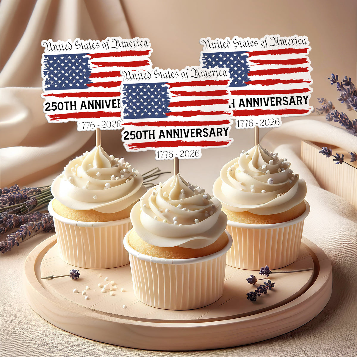 USA 250th Anniversary 1776–2026 Cupcake Topper HA75 898838