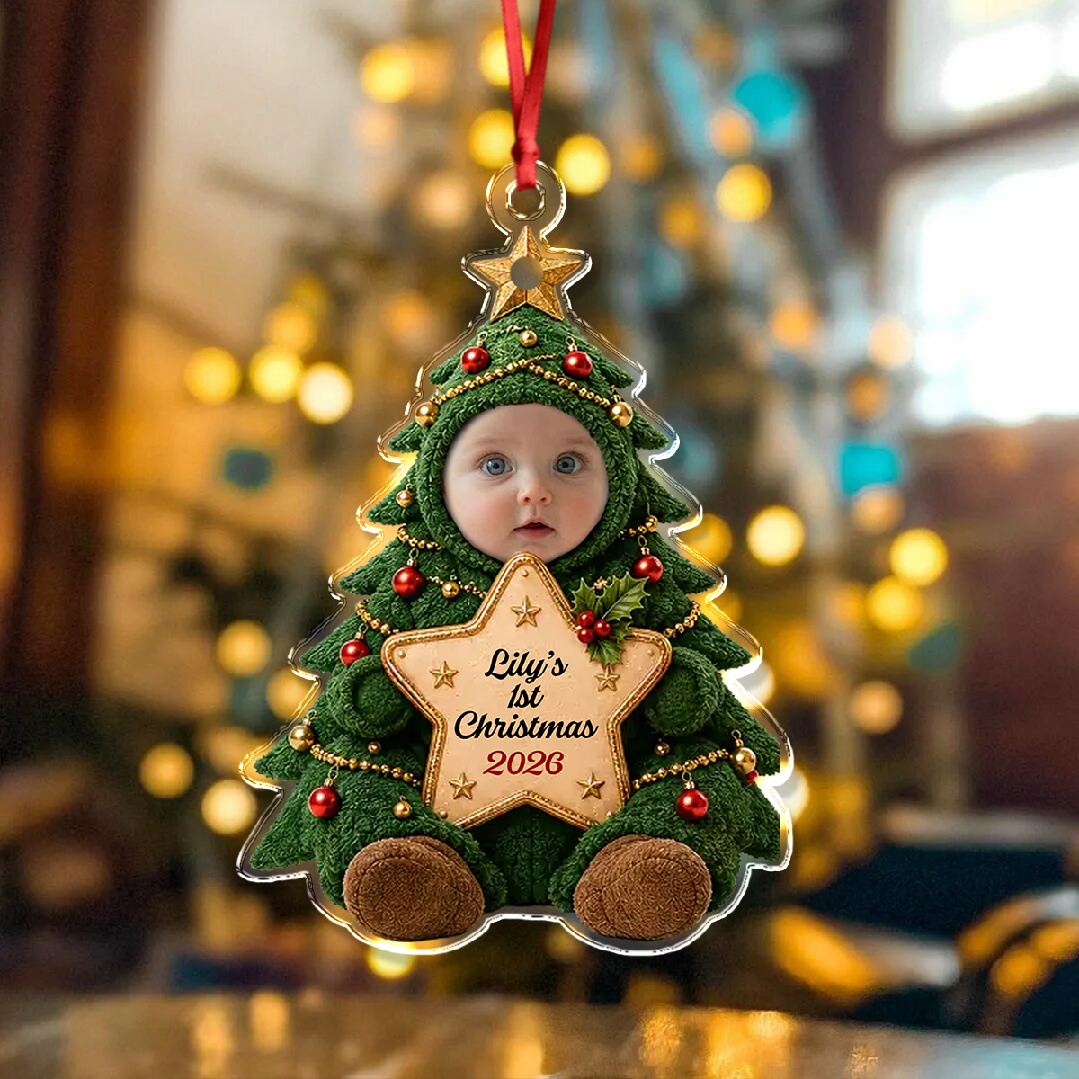 Custom Photo Baby's First Christmas Acrylic Ornament HA75 921902