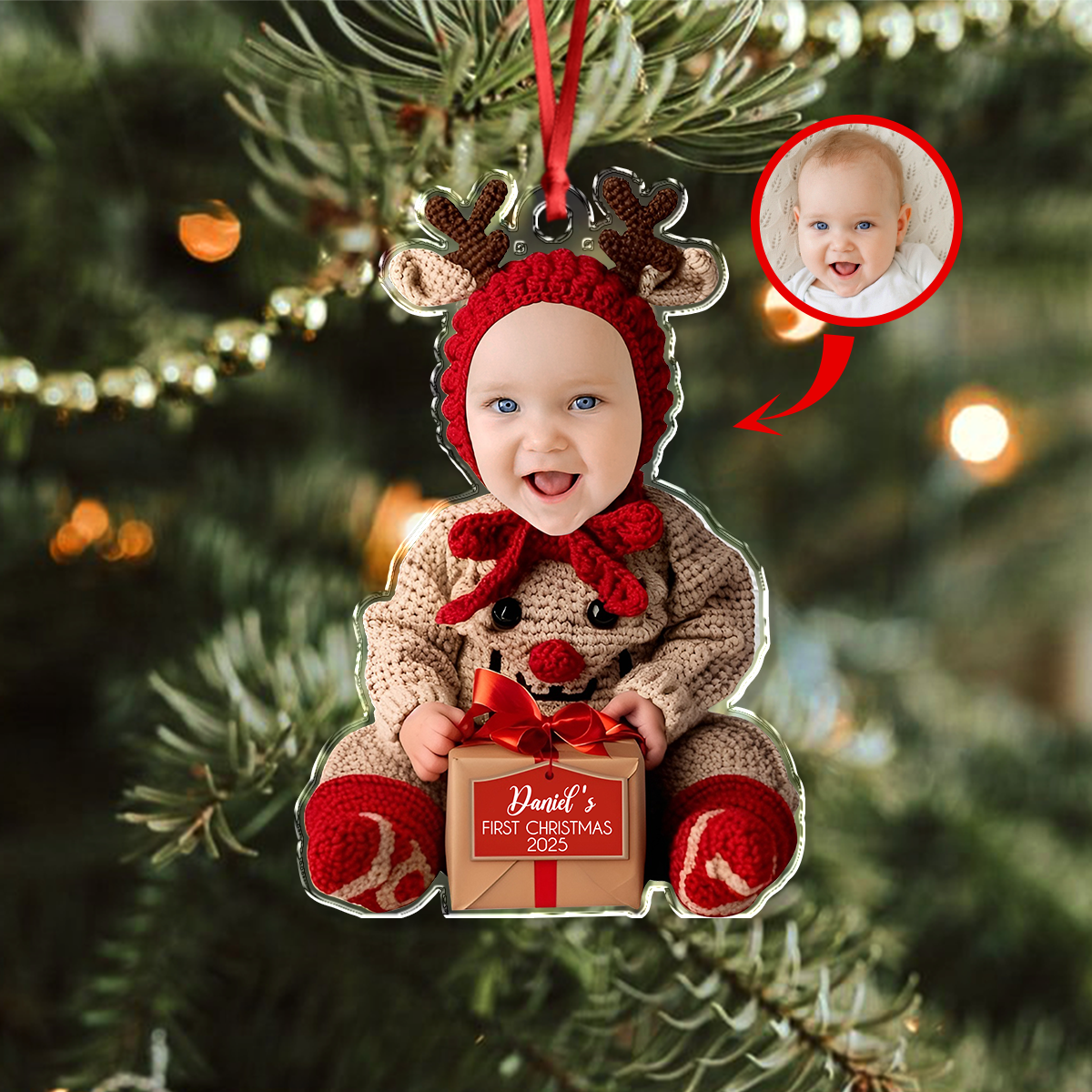 Custom Baby Photo First Christmas Acrylic Ornament HA75 897574