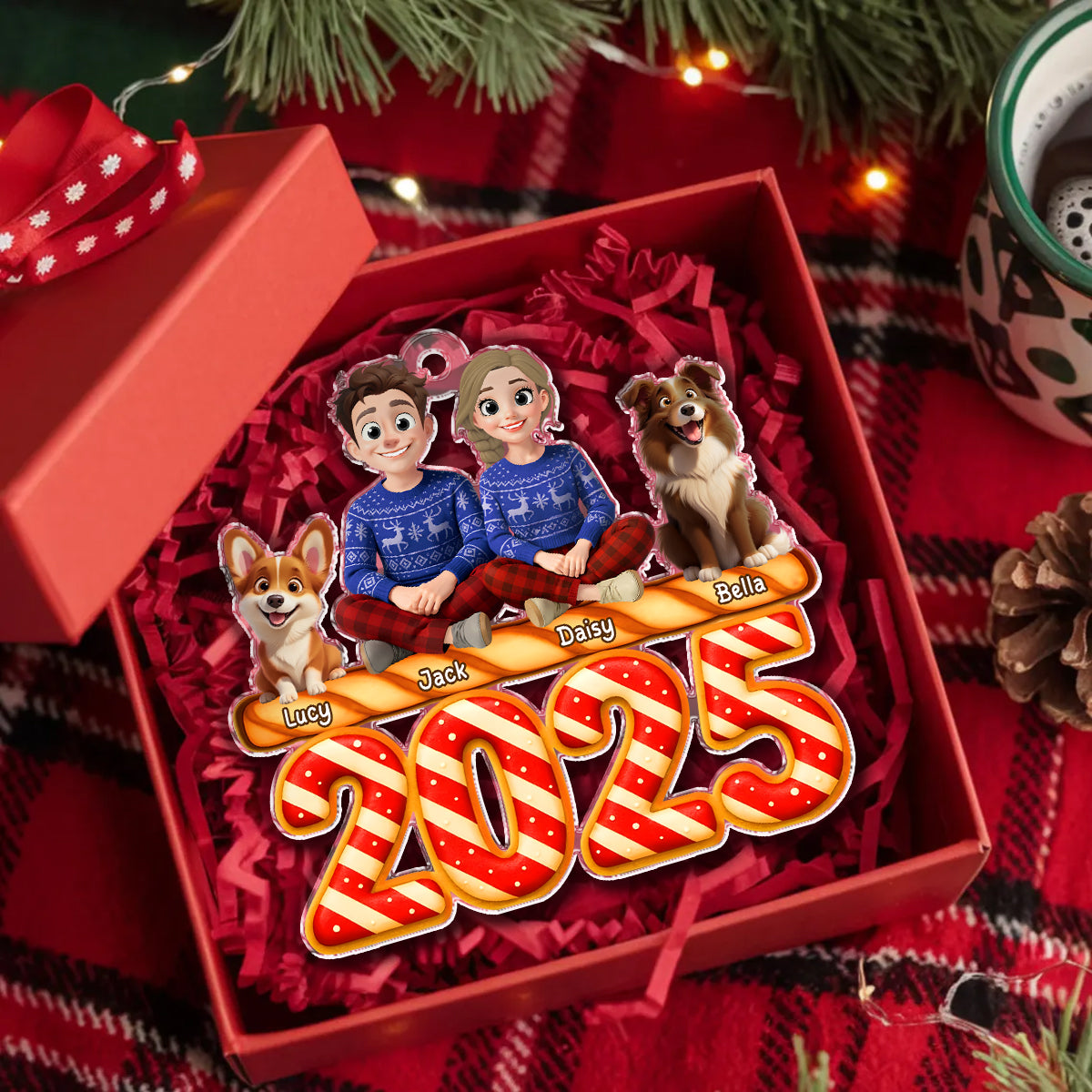 Personalized Candy Family Together Christmas Acrylic Ornament HA75 897978