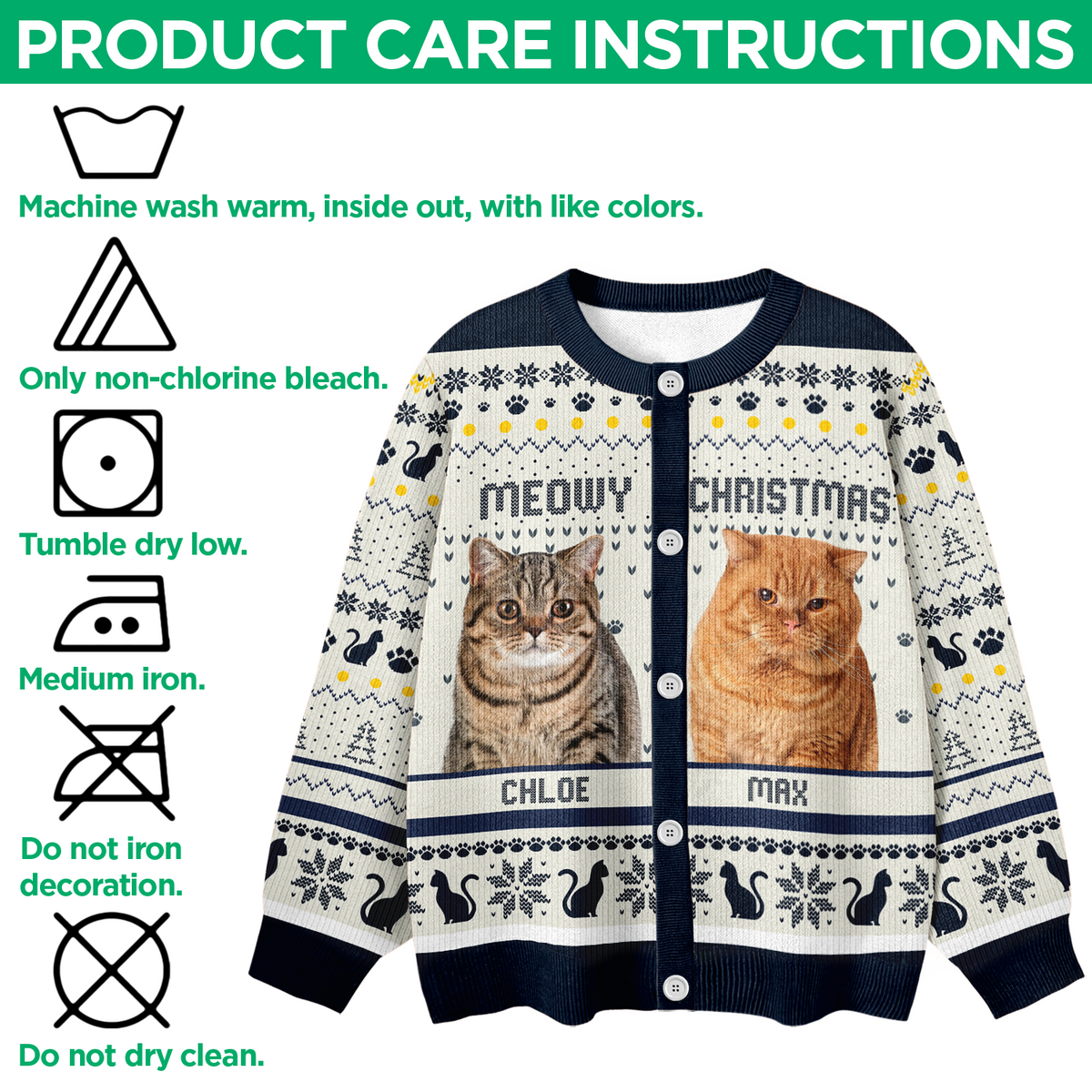 Custom Photo Meowy Christmas Ugly Cardigan For Cat Lover TH10 896575