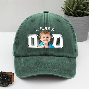 Custom Photo Kid Dad Washed Denim Baseball Cap HA75 892504