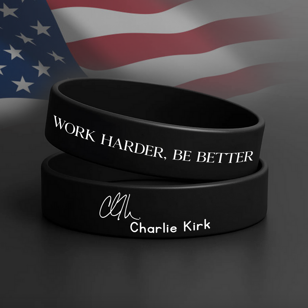 Laser Engraved Silicone Bracelet “FREEDOM” Charlie Kirk Tribute American Flag LM32 65733