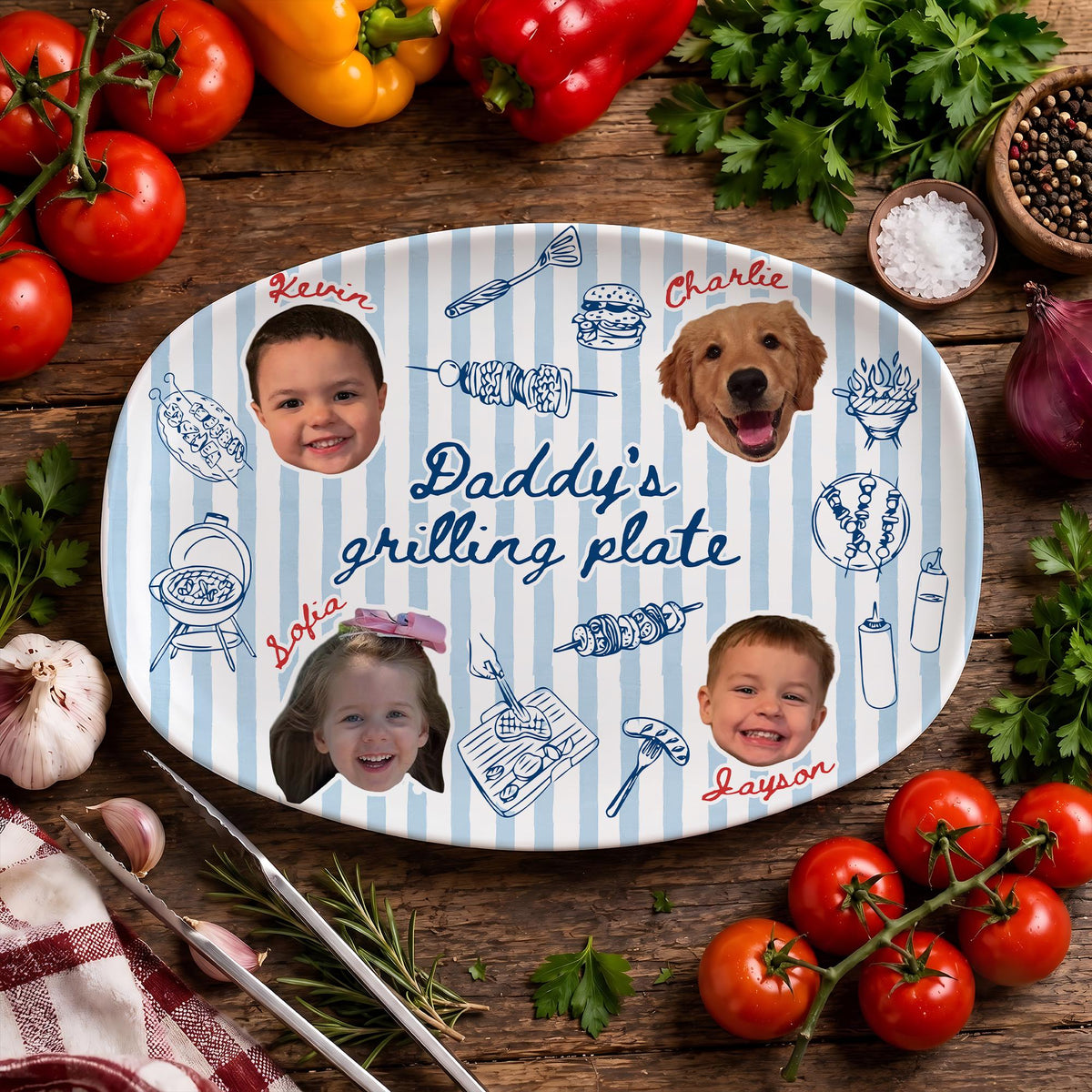 Custom Baby Face Daddy's Grilling Platter - Father’s Day Gift for Dad LM32 669167