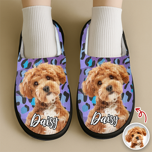 Custom Cute Pet Photo Leopard Slipper Gift For Dog Lovers CH07 896342